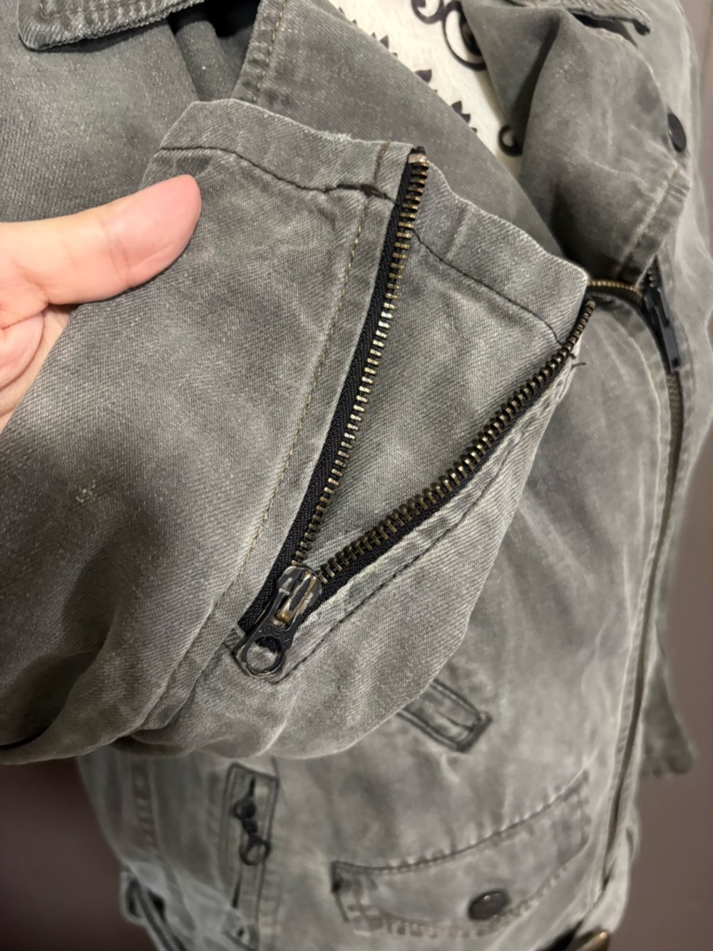 RALPH LAUREN DENIM & SUPPLY Washed Gray Moto Jacket with Buckle Belt - Picture 7 of 11
